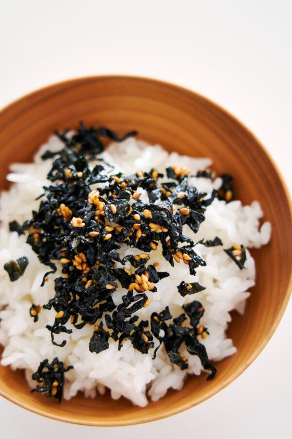Steamed White Rice with Furikake Seaweed Topping